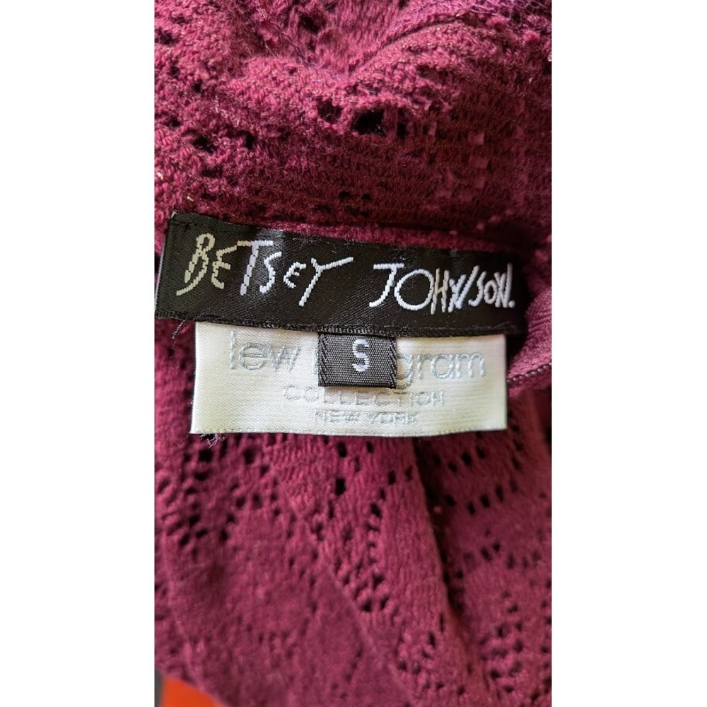 Betsey Johnson for Lew Magram Dress Vintage 2 Pc Slip & Lace Burgundy Trapese - Picture 12 of 15